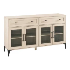 4 Door Reeded Glass Storage Sideboard - Saracina Home -Dine Furniture GUEST 483cb12a d4ff 4550 b173 52e245bd59ee
