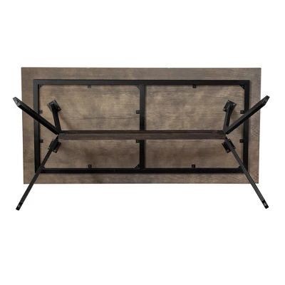 Nevada Trestle Base Dining Table Rustic Oak - Armen Living 5 Nevada Trestle Base Dining Table Rustic Oak - Armen Living - Image 3