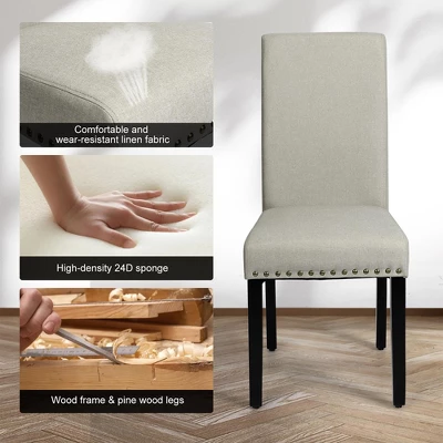Costway Set Of 4 Fabric Dining Chairs W/Nailhead Trim 9 Costway Set Of 4 Fabric Dining Chairs W/Nailhead Trim - Image 7