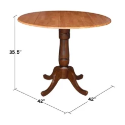 35.5" Brevin Round Dual Pedestal Drop Leaf Dining Table Cinnamon/Espresso - International Concepts -Dine Furniture GUEST 4a093343 d7cd 4791 b64b e99a54719944