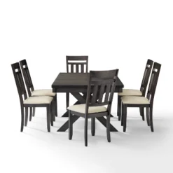 Hayden 7pc Extendable Dining Set With 6 Slat Back Chairs Slate - Crosley 24 Hayden 7pc Extendable Dining Set With 6 Slat Back Chairs Slate - Crosley -Dine Furniture GUEST 4b29d02f 0769 4109 8982 3159847ed46d
