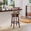 HOMCOM Traditional Bar Stool, 31 Inch Seat Height Barstool, Swivel PU Leather Upholstered Chair, With Cross Back And Rubberwood Frame -Dine Furniture GUEST 4c20c316 0789 48a8 839e d8f891478483