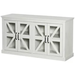 HOMCOM Rustic Kitchen Sideboard, Glass Door Buffet Cabinet, TV Stand With Adjustable Shelf For Dining Room, White 9 HOMCOM Rustic Kitchen Sideboard, Glass Door Buffet Cabinet, TV Stand With Adjustable Shelf For Dining Room, White -Dine Furniture GUEST 4c94dba6 3b8e 4a91 984e a1f3e000e1e8