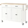54.3 Inch Width Kitchen Island Cart With Solid Wood Top, 4 Door Cabinet, Two Drawers, Spice Rack And Locking Wheels-ModernLuxe -Dine Furniture GUEST 4c9cf300 a423 42f1 b582 9958f3c3d71f