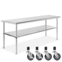 GRIDMANN Stainless Steel Table With 4 Casters (Wheels), NSF Commercial Kitchen Work & Prep Table 24 GRIDMANN Stainless Steel Table With 4 Casters (Wheels), NSF Commercial Kitchen Work & Prep Table -Dine Furniture GUEST 4d103d7c 1be4 4259 8fc6 e9d9cdff0d5a