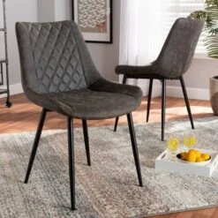 Set Of 2 Loire Faux Leather Upholstered Dining Chair Gray/Black - Baxton Studio 13 Set Of 2 Loire Faux Leather Upholstered Dining Chair Gray/Black - Baxton Studio -Dine Furniture GUEST 4d270570 c201 41e6 8e11 8f6d2b2a2d13