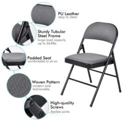 Tangkula Fabric Padded Folding Chair Portable Dining Chairs Pack Of 4 -Dine Furniture GUEST 4d782bae 8527 40b5 8cd4 655d125dbcb0