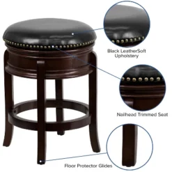 Merrick Lane Clara Backless Wooden Counter Stool With Faux Leather 360 Degree Swivel Seat 16 Merrick Lane Clara Backless Wooden Counter Stool With Faux Leather 360 Degree Swivel Seat -Dine Furniture GUEST 4dec1fc3 285a 444b a64f 27244d5e3045