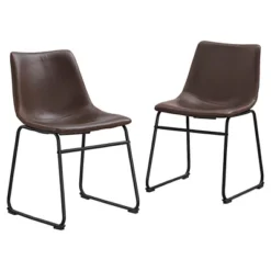 Set Of 2 Laslo Modern Upholstered Faux Leather Dining Chairs - Saracina Home -Dine Furniture GUEST 4df149f4 10cd 43f6 ae87 21d2762646ef