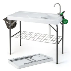 Costway Folding Fish Cleaning Table Portable Camping Table With Faucet Hose Grid Rack -Dine Furniture GUEST 4e7a828b 28e8 48b0 a208 cbe77cd6266c