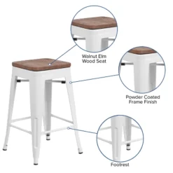 Merrick Lane Backless Metal Dining Stool With Wooden Seat For Indoor Use -Dine Furniture GUEST 4f0cd44c 432e 46b0 a8fd 16ab1f1b45b4