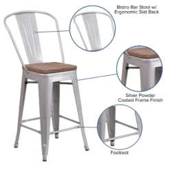 Merrick Lane Metal Dining Stool With Curved Slatted Back And Textured Wood Seat 29 Merrick Lane Metal Dining Stool With Curved Slatted Back And Textured Wood Seat -Dine Furniture GUEST 4f3e3d5c 2495 4e59 956a fef4552cade4