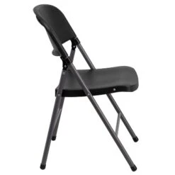 Emma And Oliver 6 Pack 330 Lb. Capacity Black Plastic Folding Chair - Charcoal Frame - Event Chair -Dine Furniture GUEST 4f73830c 9743 450f a0ac 38bc314e8edc