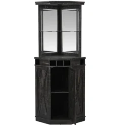 Home Source Charcoal Corner Bar Unit With Built-in Wine Rack And Lower Cabinet -Dine Furniture GUEST 507869b6 f73f 4c7c 912a 0b6029299a2e