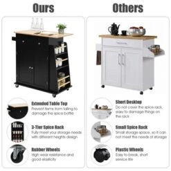 Costway Rolling Kitchen Island Utility Trolley Cabinet Storage Spice Towel Rack -Dine Furniture GUEST 519f15fe 1b76 4f69 a692 43027dbcc9f2