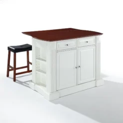 Coventry Drop Leaf Top Kitchen Island With Upholstered Saddle Stools White - Crosley 16 Coventry Drop Leaf Top Kitchen Island With Upholstered Saddle Stools White - Crosley -Dine Furniture GUEST 51aed2b8 fd28 44fd bae8 d9d0cb88a722