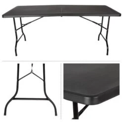 Folding Table Set - Set Of 2 Lightweight Portable Tables - 6-Foot-Long Plastic Tabletops For Camping, Parties, And Dining By Everyday Home (Black) -Dine Furniture GUEST 51cface2 2d8c 4dc0 a42e e75c7bfa7dcf