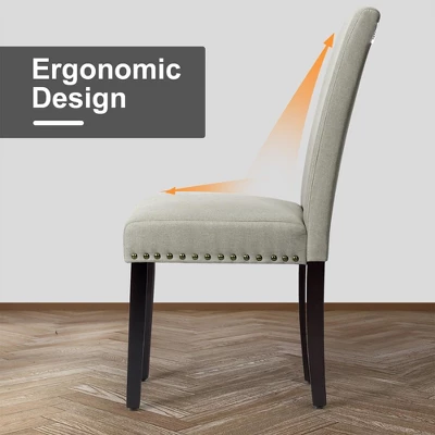 Costway Set Of 4 Fabric Dining Chairs W/Nailhead Trim 6 Costway Set Of 4 Fabric Dining Chairs W/Nailhead Trim - Image 4