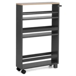 Costway 4-Tier Slim Kitchen Storage Cart Narrow Slide Out Trolley Adjustable Shelf WhiteGrey 21 Costway 4-Tier Slim Kitchen Storage Cart Narrow Slide Out Trolley Adjustable Shelf WhiteGrey -Dine Furniture GUEST 51da5229 dfae 4cdc 847f 605940bbfa74