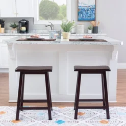 24" Saddle Counter Height Barstool Wood Brown - Linon 13 24" Saddle Counter Height Barstool Wood Brown - Linon -Dine Furniture GUEST 52870933 0ea8 4be9 91c2 41a021706af2