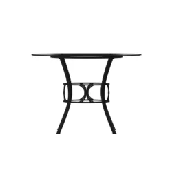 Emma And Oliver 42'' Round Glass Dining Table With Black Metal Frame -Dine Furniture GUEST 52de676c 7404 408e a93d 0f89829ba20c