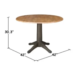 42" Round Dual Drop Leaf Dining Table With 4 Panel Back Chairs Hickory/Washed Coal - International Concepts -Dine Furniture GUEST 5379fc9e 6eae 4ffb 9137 f608abe1f391
