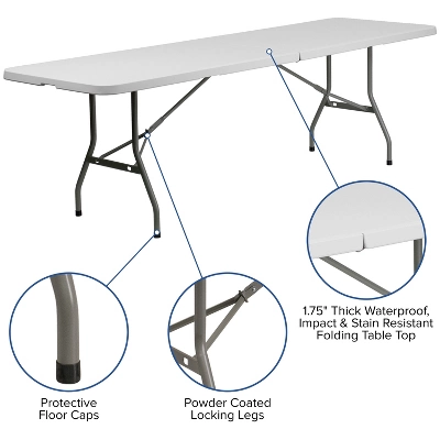 Flash Furniture 8' Bi-Fold Granite White Plastic Event/Training Folding Table Set With 10 Folding Chairs 3 Flash Furniture 8' Bi-Fold Granite White Plastic Event/Training Folding Table Set With 10 Folding Chairs