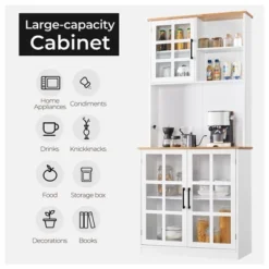 Yaheetech Kitchen Pantry Storage Kitchen Buffet With 3 Cabinets, White -Dine Furniture GUEST 53dbbbc3 5008 48ac 967b baaf818ec59d
