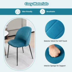 Tangkula Dining Chair Set Of 2 Upholstered Velvet Chair Set W/ Metal Base For Living Room -Dine Furniture GUEST 55762870 fa16 4410 9087 212c89351af7