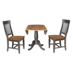 3pc 42" Round Dual Drop Leaf Dining Table With 2 Slat Back Chairs Hickory/Washed Coal - International Concepts 14 3pc 42" Round Dual Drop Leaf Dining Table With 2 Slat Back Chairs Hickory/Washed Coal - International Concepts -Dine Furniture GUEST 55ef4e63 8d0a 41a8 9f66 10b765fbc2ac