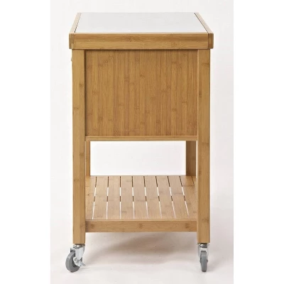 Kenta Bamboo Kitchen Cart With Stainless Steel Top Natural - Boraam 9 Kenta Bamboo Kitchen Cart With Stainless Steel Top Natural - Boraam - Image 7