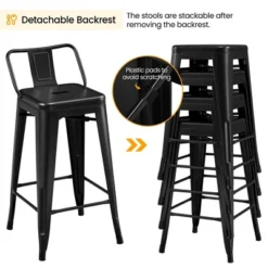 Yaheetech 26" Stackable Low Back Metal Counter Height Bar Stools With Footrest, Set Of 4 -Dine Furniture GUEST 578cee6f 1439 4062 a532 2bf02b0c70ab