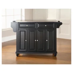 Cambridge Stainless Steel Top Kitchen Island - Black - Crosley -Dine Furniture GUEST 57fa878d ddcb 4df9 be4e 29ceb722a217