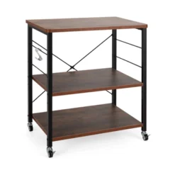 Tangkula Kitchen Baker's Rack 3-Tier Microwave Cart With Wheels&10 Hooks Rustic Brown/Maple/Vintage/Nut Brown 15 Tangkula Kitchen Baker's Rack 3-Tier Microwave Cart With Wheels&10 Hooks Rustic Brown/Maple/Vintage/Nut Brown -Dine Furniture GUEST 5899be0f 8f46 4ac4 baab 39105dff8376