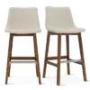 South 28" Seat Height Upholstered Bar Stool With Rubberwood Legs And Stainless Steel Foot Rest(Set Of 2) -The Pop Maison -Dine Furniture GUEST 591c5e00 9bd7 4096 80b3 be8dccf6ab74