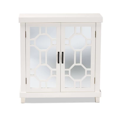 Carlena Wood And Mirrored Glass 2 Door Sideboard White - Baxton Studio 4 Carlena Wood And Mirrored Glass 2 Door Sideboard White - Baxton Studio - Image 2