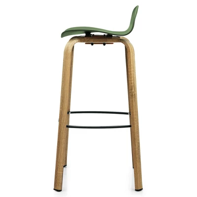 Costway Modern Set Of 4 Barstools 30inch Pub Chairs W/Low Back & Metal Legs Green 11 Costway Modern Set Of 4 Barstools 30inch Pub Chairs W/Low Back & Metal Legs Green - Image 9