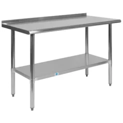 Emma And Oliver Stainless Steel 18 Gauge Prep And Work Table With Backsplash And Shelf, NSF -Dine Furniture GUEST 5ae15903 f499 4ca2 804b 210a00e0517d