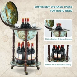 Costway 17'' Globe Wine Kitchen Stand 16th Century Italian Map Liquor Bottle Shelf Cart 18 Costway 17'' Globe Wine Kitchen Stand 16th Century Italian Map Liquor Bottle Shelf Cart -Dine Furniture GUEST 5ae2f010 2c1b 4553 b999 109aa9bb387e