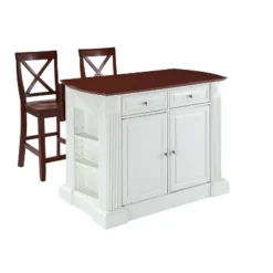 Coventry Drop Leaf Top Kitchen Island With 2 X-Back Stools White - Crosley -Dine Furniture GUEST 5b2fc7c2 b98c 4cda a571 18ba3c019f25