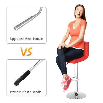 Costway Set Of 2 Bar Stools Adjustable Swivel Kitchen Counter Bar Chair PU Leather Red Full Back 8 Costway Set Of 2 Bar Stools Adjustable Swivel Kitchen Counter Bar Chair PU Leather Red Full Back - Image 6