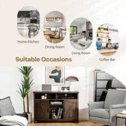 Costway Buffet Storage Cabinet Farmhouse Sideboard W/9-Bottle Wine Rack & 2 Doors 17 Costway Buffet Storage Cabinet Farmhouse Sideboard W/9-Bottle Wine Rack & 2 Doors -Dine Furniture GUEST 5c5d69a0 6250 470d ae0c 795c7215eb25