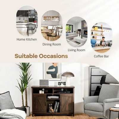 Costway Buffet Storage Cabinet Farmhouse Sideboard W/9-Bottle Wine Rack & 2 Doors 7 Costway Buffet Storage Cabinet Farmhouse Sideboard W/9-Bottle Wine Rack & 2 Doors - Image 5