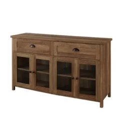 Millia Transitional Farmhouse 4 Door Sideboard With Glass Panels - Saracina Home -Dine Furniture GUEST 5c66efc8 55bc 4305 94f6 da5485aef7b6