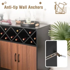 Costway Industrial Wine Bar Cabinet Sideboard Buffet With Glass Holder & Adjustable Shelf 15 Costway Industrial Wine Bar Cabinet Sideboard Buffet With Glass Holder & Adjustable Shelf -Dine Furniture GUEST 5d58fcc2 3447 472c 8569 ce04ca492a66