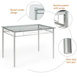 Costway 5 Piece Dining Set Table And 4 Chairs Glass Top Kitchen Breakfast Furniture Brown -Dine Furniture GUEST 5d9dcd18 14ac 42e9 91a7 7ef38cabd53f