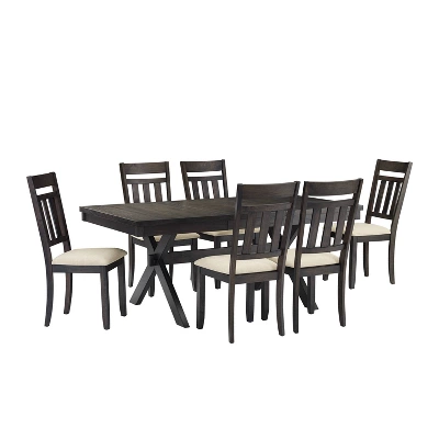 Hayden 7pc Extendable Dining Set With 6 Slat Back Chairs Slate - Crosley 5 Hayden 7pc Extendable Dining Set With 6 Slat Back Chairs Slate - Crosley - Image 3