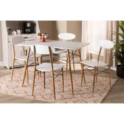 5pc Wayne White And Walnut Metal Dining Set Gray - Baxton Studio 12 5pc Wayne White And Walnut Metal Dining Set Gray - Baxton Studio -Dine Furniture GUEST 607b7106 3c55 4ae3 aa49 5a0c98580572