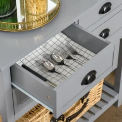 HOMCOM Sideboard Buffet Cabinet, Storage Serving Console Table With 4 Drawers And Slatted Bottom Shelf For Kitchen, Living Room -Dine Furniture GUEST 60b52ab8 9c47 4b2b a0a2 52ee0e72fcef