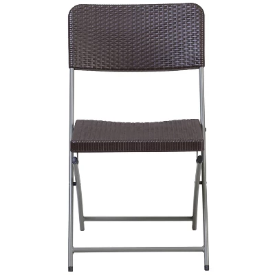 Flash Furniture 2 Pack HERCULES Series Brown Rattan Plastic Folding Chair With Gray Frame 8 Flash Furniture 2 Pack HERCULES Series Brown Rattan Plastic Folding Chair With Gray Frame - Image 6